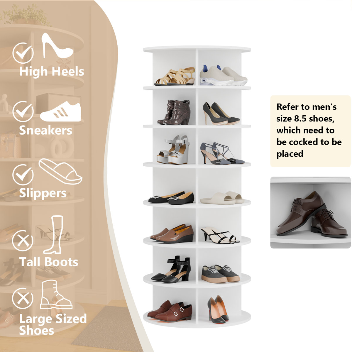 7 Tier Rotating Shoe Rack Tower